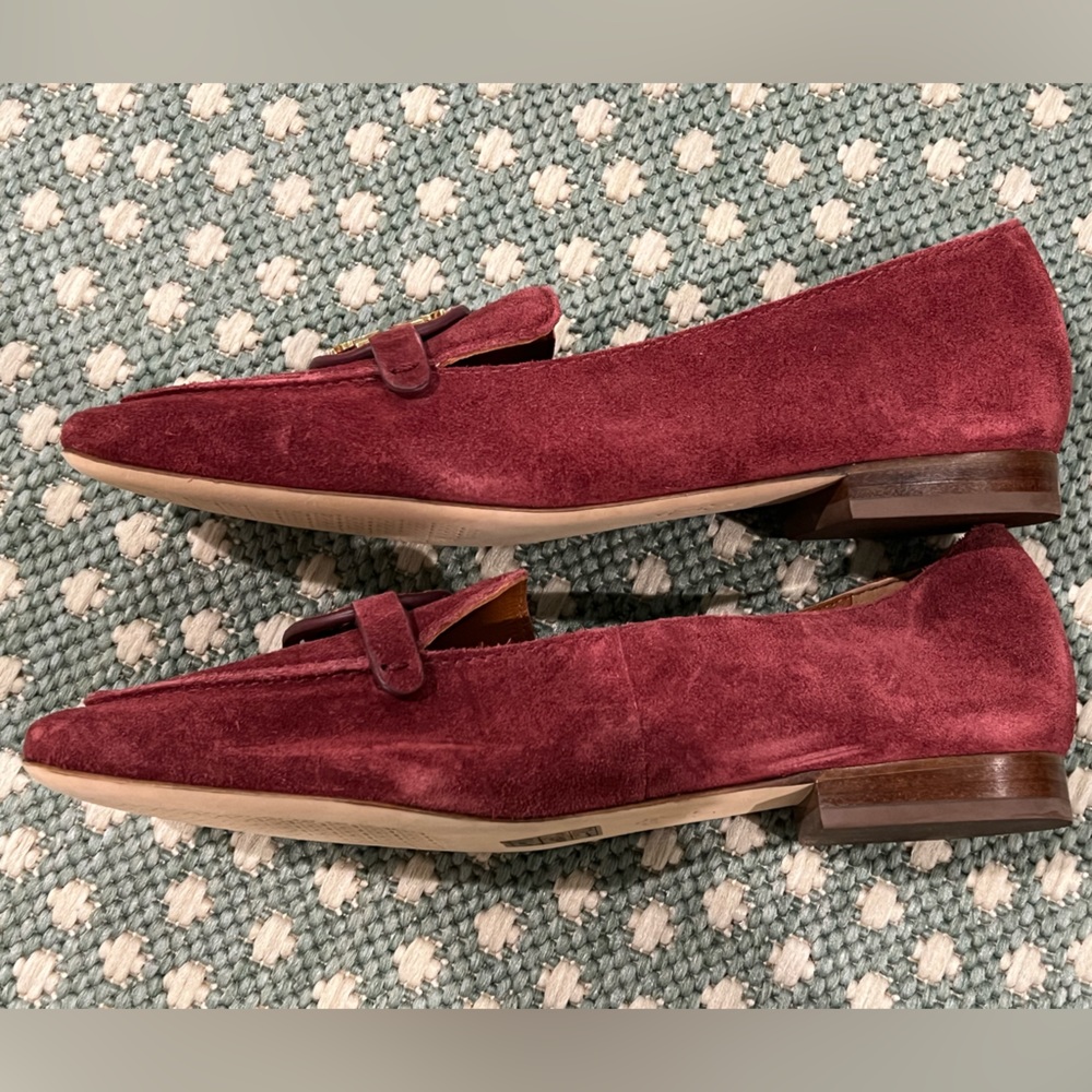 New Tory Burch Metal Miller Burgundy Suede Driver Loafer Size 7 - Picture 4 of 4
